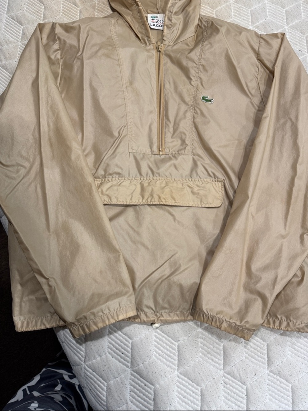Lacoste Tan Pullover Anorak with Green Croc Logo